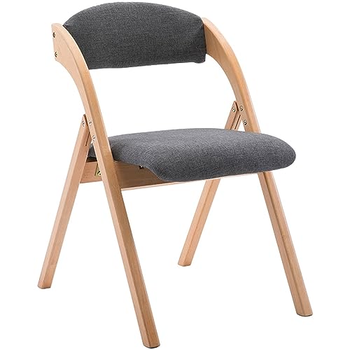 Klappstuhl Single Folding Chair with Padded Seats, Sturdy Wooden Home Backrest Chair, Modern Comfortable Sponge Filled Dining Chair, Assembly Free Leisure Chair, for Guests Kitchen Office (Color : Gr von Klappstuhl