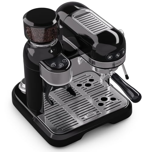 Klarstein Espresso Siebträgermaschine mit Milchaufschäumer, 1,4L Retro Mini-Espressomaschine mit Siebträger, 1550W Kaffeemaschine Klein, 0,5L Milchtank, Thermoblock, Kaffeemaschine für Cappuccino von Klarstein