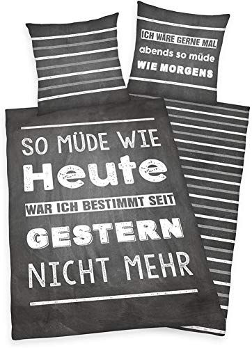 Herding Young Collection Bettwäsche-Set, Wendemotiv mit Spruch, Bettbezug 135 x 200 cm, Kopfkissenbezug 80 x 80 cm, Baumwolle/Renforcé von Herding