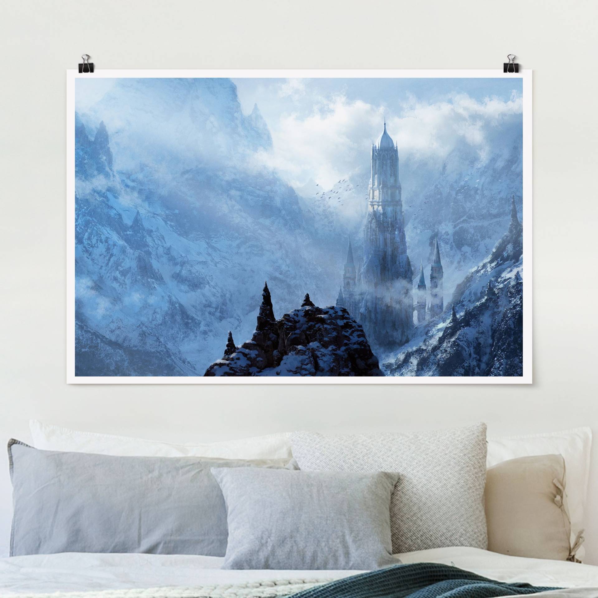 Poster Phantastisches Schloss im Schnee von Klebefieber