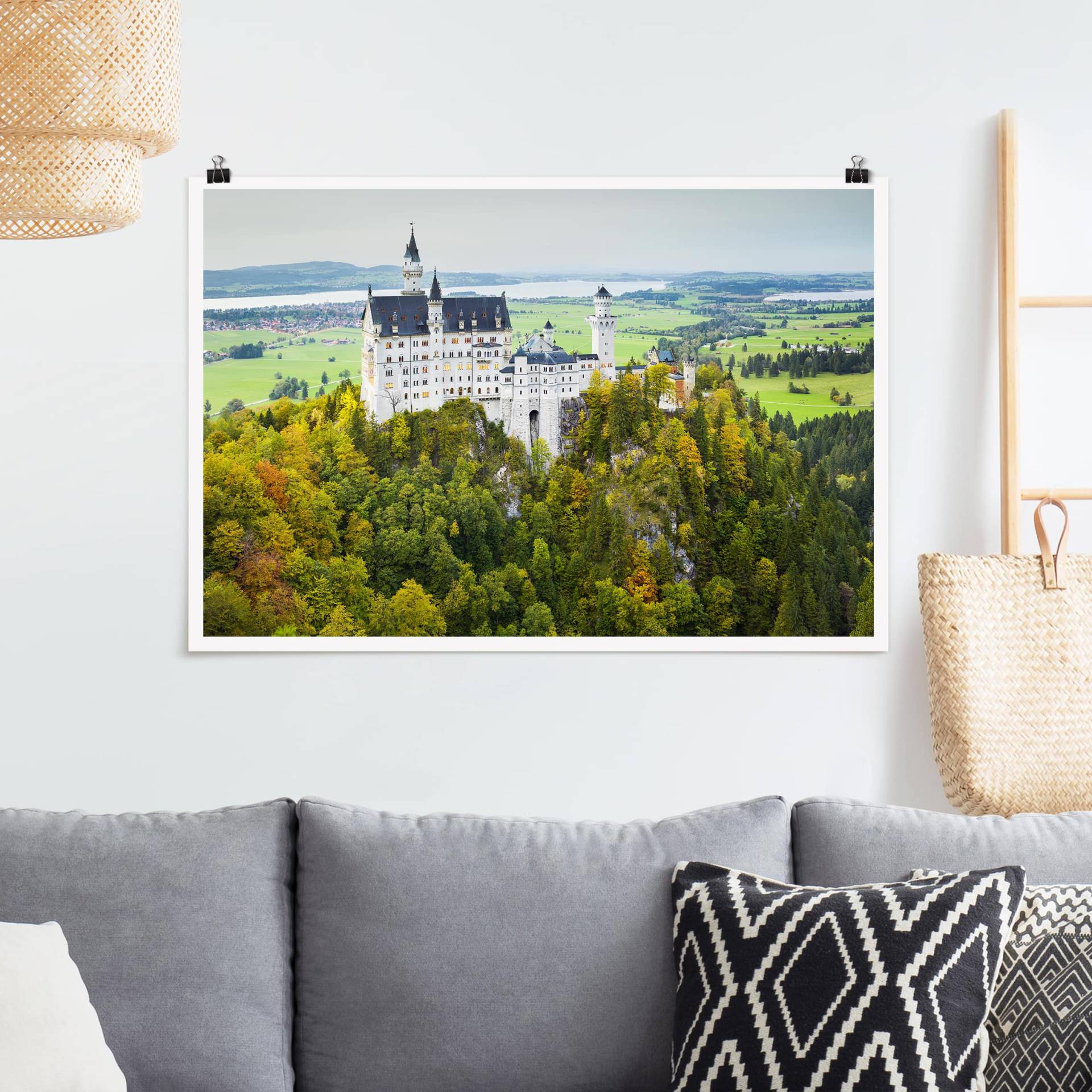 Poster Schloss Neuschwanstein Panorama von Klebefieber