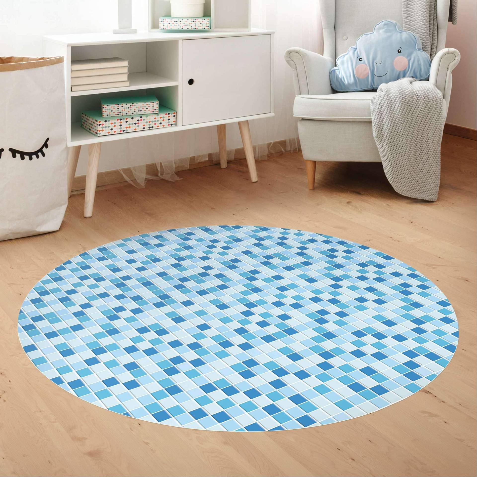 Runder Vinyl-Teppich Mosaikfliesen Meeresrauschen von Klebefieber