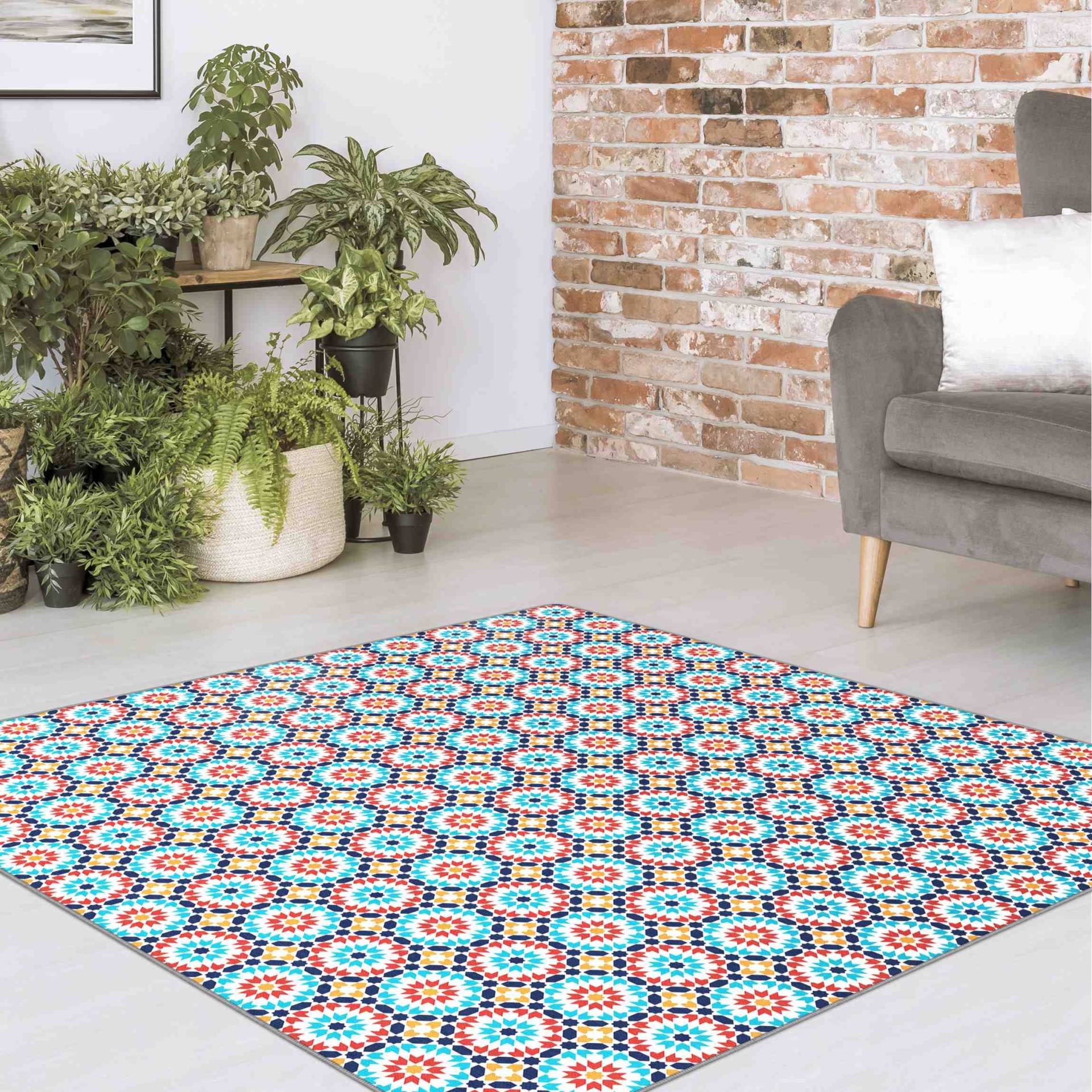 Teppich Orientalisches Muster mit bunten Blüten von Klebefieber