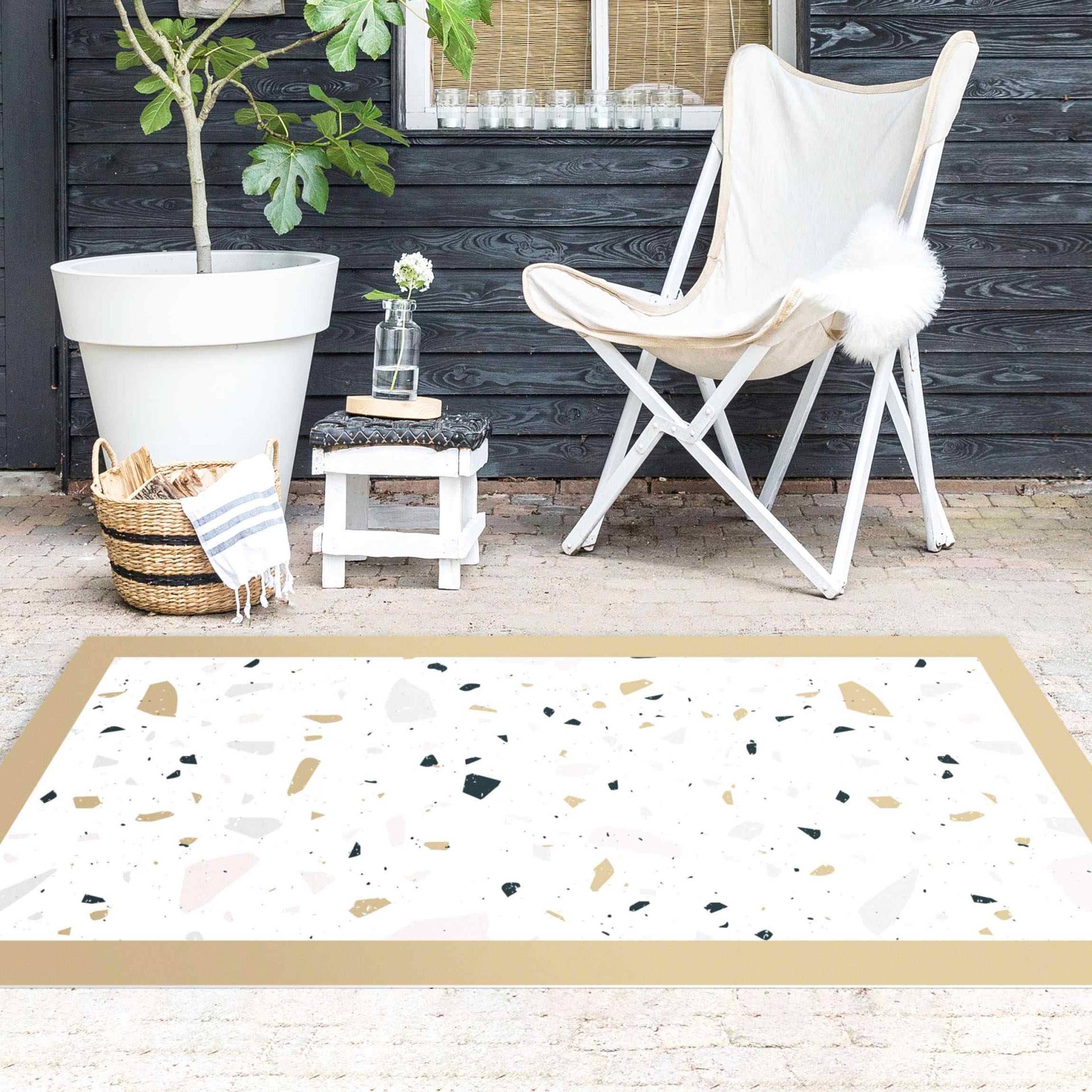 Vinyl-Teppich Detailliertes Terrazzo Muster San Remo mit Rahmen von Klebefieber