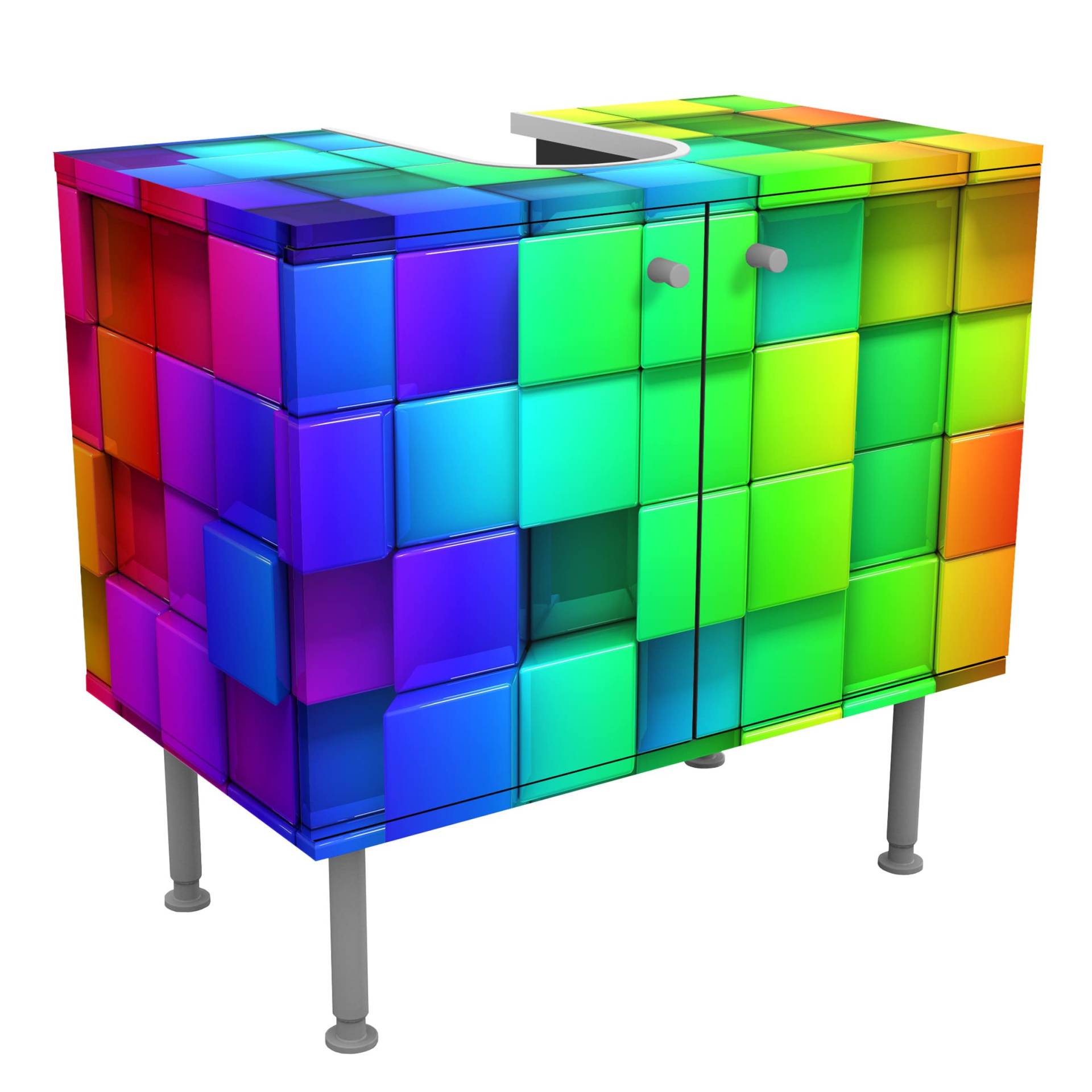 Waschbeckenunterschrank 3D Würfel von Klebefieber