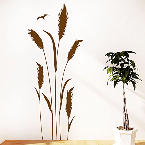 KLEBEHELD® Wandtattoo Gräser | Grashalme | Pflanze Größe 38x90cm, Farbe beige von Klebeheld