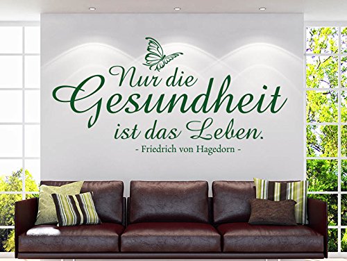 KLEBEHELD® Wandtattoo Gesundheit ist das Leben (Farbe lindgrün/Größe 140x70cm) von Klebeheld