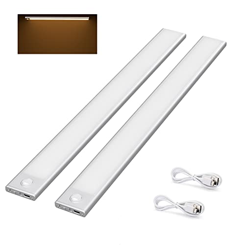 Klighten 2er Pack Schrankleuchten mit Bewegungsmelder,170LM,2200 mAh LED Sensor Licht,USB Wiederaufladbar Batterie Nachtlicht Schranklicht für Küche Schrank Flur Schublade,Auto/ON/OFF,3200K Warmweiß von Klighten