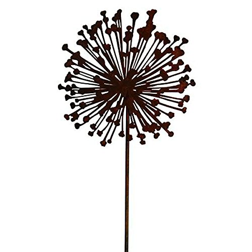 Wunderschöner & Hochwertiger Gartenstecker – Rost Blume/Blumenstecker – Große Auswahl – Edelrost Dekoblume – Metall Gartendeko (Flache Allium - Ø 20cm) von Klocke Edelrost Dekor