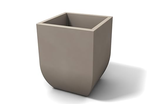 Kloris Quadratischer Pflanzkübel für Innen- und Außenbereiche, Modell SALENTINO 45, glatt, Polyethylen, Taupe, Außenmaße 43,5 x 43,5 cm, Höhe 57,5 cm, hohe Qualität, hergestellt in Italien. von Kloris