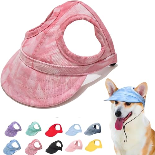 KmoNo Outdoor Sun Protection Hood for Dogs, Adjustable Dog Sun Protection Baseball Hat Cap, Outdoor Sports Sun Hat with Ear Holes, Summer Outdoor Pet Sun Protection Hat for Dogs Cats (XL,Cloud Pink) von KmoNo