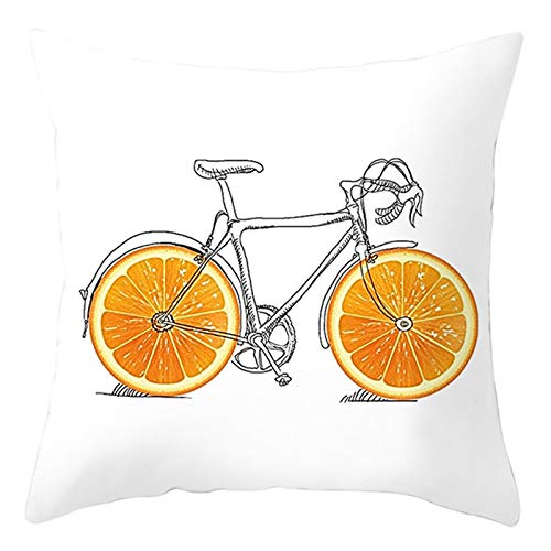 KnBoB 50x50 Kissenbezug, Polyester Orange Fahrrad Sofa Kissenhülle, Orange Grau Beige von KnBoB