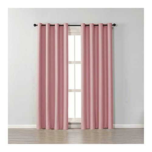 KnBoB Vorhänge Wohnzimmer mit Ösen, Baumwolle Rosa Einfarbig Fenster Gardinen Vorhang Blickdicht 102 x 244 cm von KnBoB