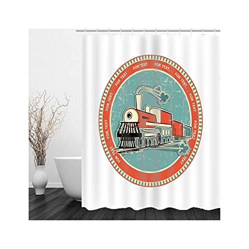 KnSam Duschvorhang, Runder Kleiner Zug Duschvorhang Anti Schimmel Polyester Badezimmer Deko Hängend Badezimmer Vorhang Fenster Duschvorhänge 47X71Inch von KnSam