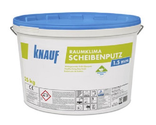Knauf Raumklima Scheibenputz, Weiß, Matte, Mineral, Innen, Glas, 1 stück, 8-10 m²/l, Wasserfest, Eimer, Fensterfarbe Knauf Raumklima Scheibenputz, Weiß, Matte, Mineral, Innen, Glas, 1 stück, 8-10 m²/l, Wasserfest, Eimer, Fensterfarbe