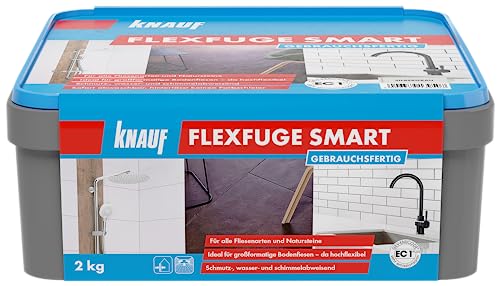 Knauf Flexfuge Smart 2 kg Silbergrau, Gebrauchsfertige Fugenmasse für alle Fliesenarten von Knauf