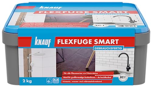 Flexfuge Smart 2 kg zementgrau, Gebrauchsfertige Fugenmasse für alle Fliesenarten von Knauf
