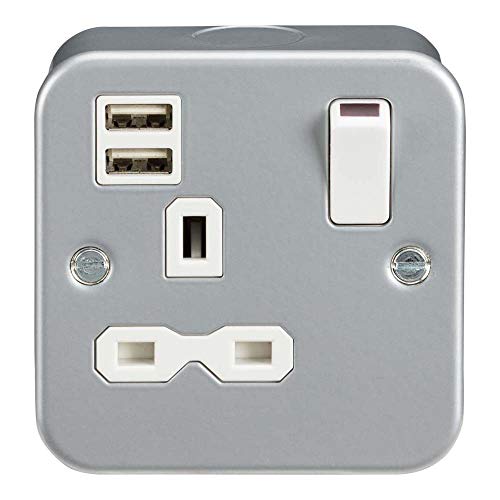 Knightsbridge MR9124 Steckdose mit 2 USB-Ladegeräten, 13 A, 1 G von Knightsbridge