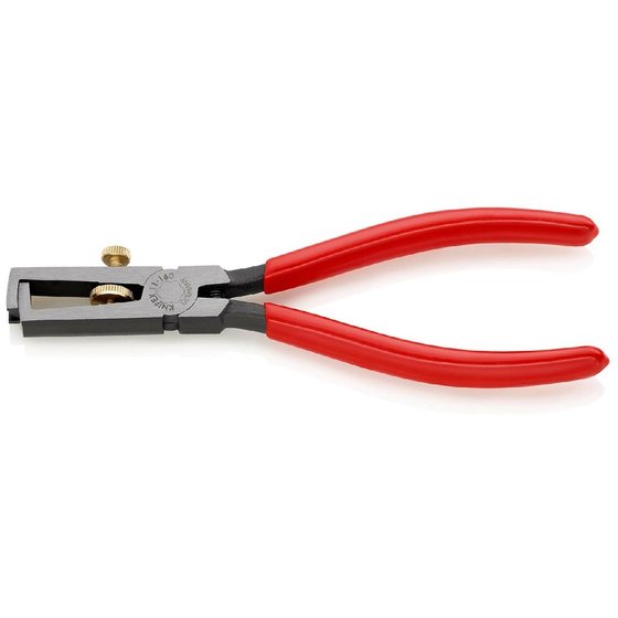 KNIPEX® - Abisolierzange mit Öffnungsfeder, universal schwarz atramentiert, mit Kunststoff überzogen 160 mm 1101160 von Knipex