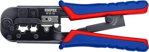 Knipex Crimpzange für Westernstecker brüniert, mit Mehrkomponenten-Hüllen 190 mm 97 51 10 von Knipex