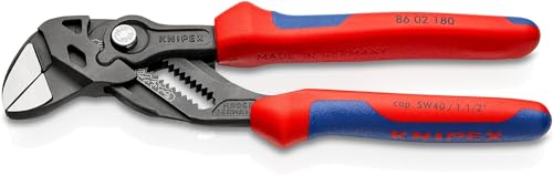 KNIPEX Zangenschlüssel, Multi-Schraubenschlüssel, Chrom-Vanadium, atramentiert, mit 2K-Griffen, 180 mm, 86 02 180 von Knipex
