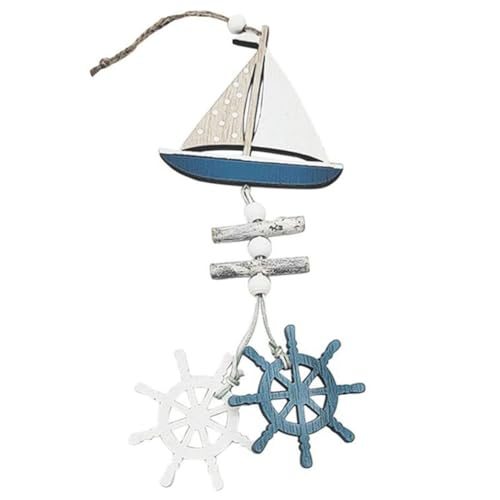 Knnuey Marine-Stil Holzanhänger Ozean Wind Kleines Boot Innovatives Accessoire Wandbehang Dekoration-A von Knnuey