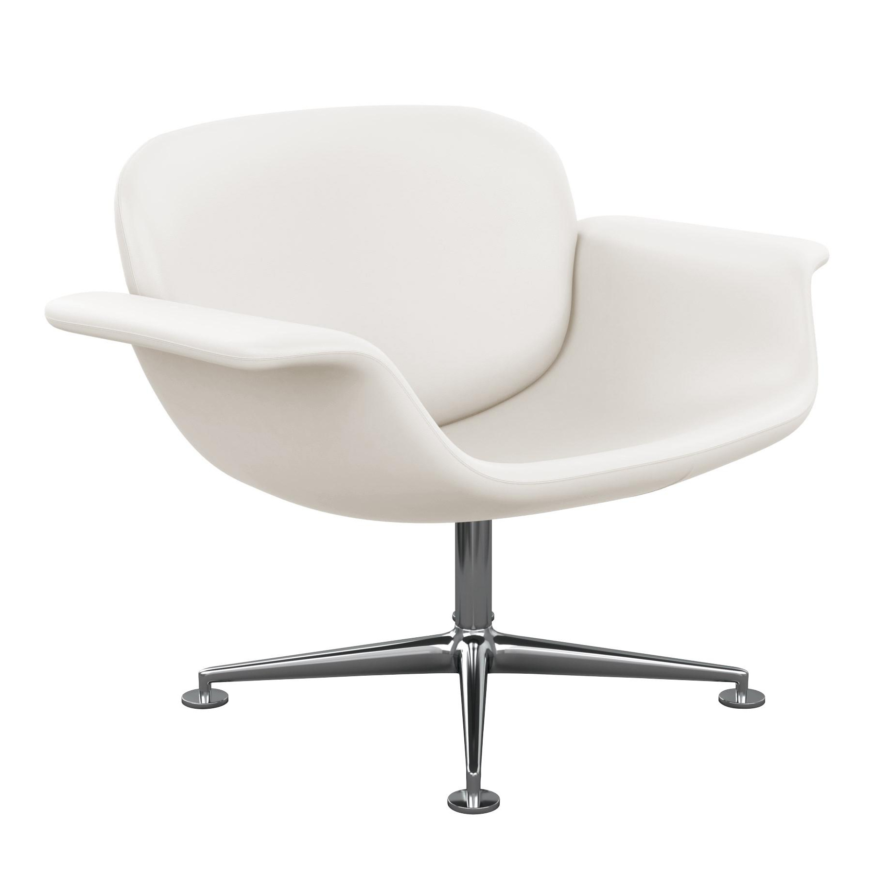 Knoll International - KN™ Loungesessel - cremeweiß/Leder Acqua Arctic Sea AU601/BxHxT 105x75x80cm/Gestell Aluminium poliert/drehbar von Knoll International