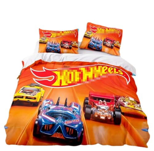 Cartoon Auto Bettwäsche Set Für Kinder Jungen, Wheels Auto Bettbezüge 140x 200 Mit Kissenbezüge 80x80 cm, Kinderbettwäsche (A1,135x200 cm + 80x80 cm) von KnorRs