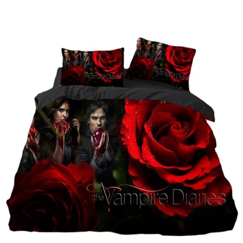 3D Drucken Horror TV Schwarzer Bettbezug 140x200, Vampire Note Bettwäsche Sets, SchwarzBettbezüge Mit 1 Kissenbezug 80x80 cm (A2,140x200cm + 75x50 cm) von KnorRs