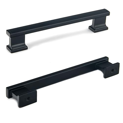 KoKoBin 15 Stück Matte schwarze Schrankgriffe Möbelgriffe 128mm Lochabstand Schubladen Griffe für Küchenschränke Schrankgriffe Schubladenzüge Küchengriffe (15 Stück, Schwarz, Bohrlochabstand: 128mm) von KoKoBin