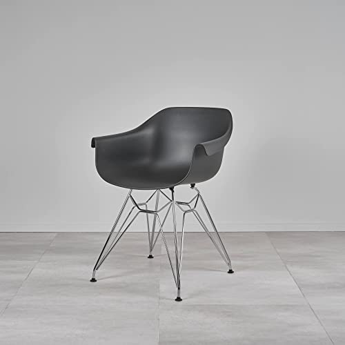 Kollecture Kunststoffstuhl Stuhl mit Chromgestell Skandinavisch Büro Esszimmer CATHÉRINE Farbe Schwarz von Kollecture