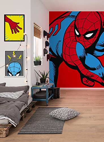 Komar Vlies Fototapete - Marvel PowerUp Spider-Man Watchout - Größe 200 x 250 cm (Breite x Höhe) - Kinderzimmer, Kindertapete, Tapete von Komar