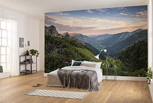 Komar Vlies Fototapete NATURPARK ALLQÄUER HOCHALPEN | Tapete, XXL, Dekoration, Natur, Landschaft, Schlafzimmer, Wohnzimmer, Büro, Flur | Größe 450 x 280 cm (Breite x Höhe) | SHX9-059 von Komar