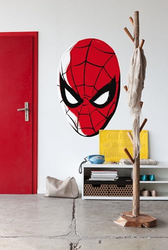 Selbstklebende Vlies Fototapete/Wandtattoo - Spider-Man Headshot - Größe 125 x 125 cm - Tapete, Wanddekoration, Kinderzimmer, Marvel von Komar
