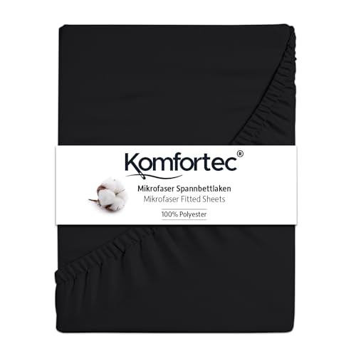 Komfortec Spannbettlaken 200x200 cm aus Gebürstete Mikrofaser - Schwarz von Komfortec