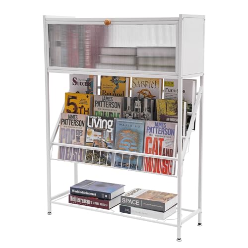 Konfiur Bücherregal, Bodenstehendes Bücherregal mit Schrank Staubdicht Buchregal Bücherregal für Kinder, Bücherregal für Die Schule zu Hause und Im Büro, 85 * 28 * 120 cm Weiß von Konfiur