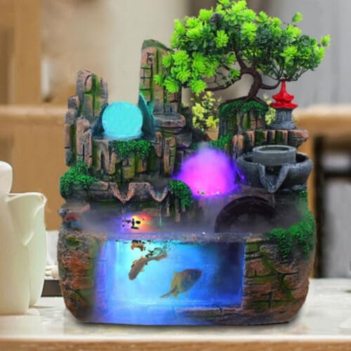 Konfiur Zimmerbrunnen Wasserfall, Tischbrunnen mit Led Beleuchtung Kristallkugel und Zerstäuber, Wasser Zerstäuber, Zimmerbrunnen mit Pflanzen, Ür die Platzierung In Wohnzimmer Büro 30 * 20 * 30 cm Konfiur Zimmerbrunnen Wasserfall, Tischbrunnen mit Led Beleuchtung Kristallkugel und Zerstäuber, Wasser Zerstäuber, Zimmerbrunnen mit Pflanzen, Ür die Platzierung In Wohnzimmer Büro 30 * 20 * 30 cm von Konfiur
