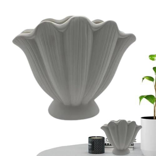 Kongou Muschel Blumenvase, Keramikvase In Muschelform Im Nordischen Stil, Dekorative Vase, Boho Home Decor Für Blumen, Heimdekoration Für Frische Blumen, Esstisch, Büroräume von Kongou