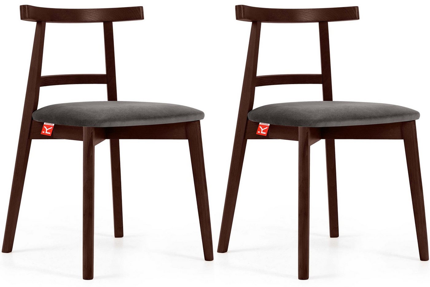 Konsimo Esszimmerstuhl Esstischstühle LILIO Holzstühle Polsterstühle 2 St, hergestellt in der EU, Buchenholzrahmen, Vintage, Mahagoni von Konsimo