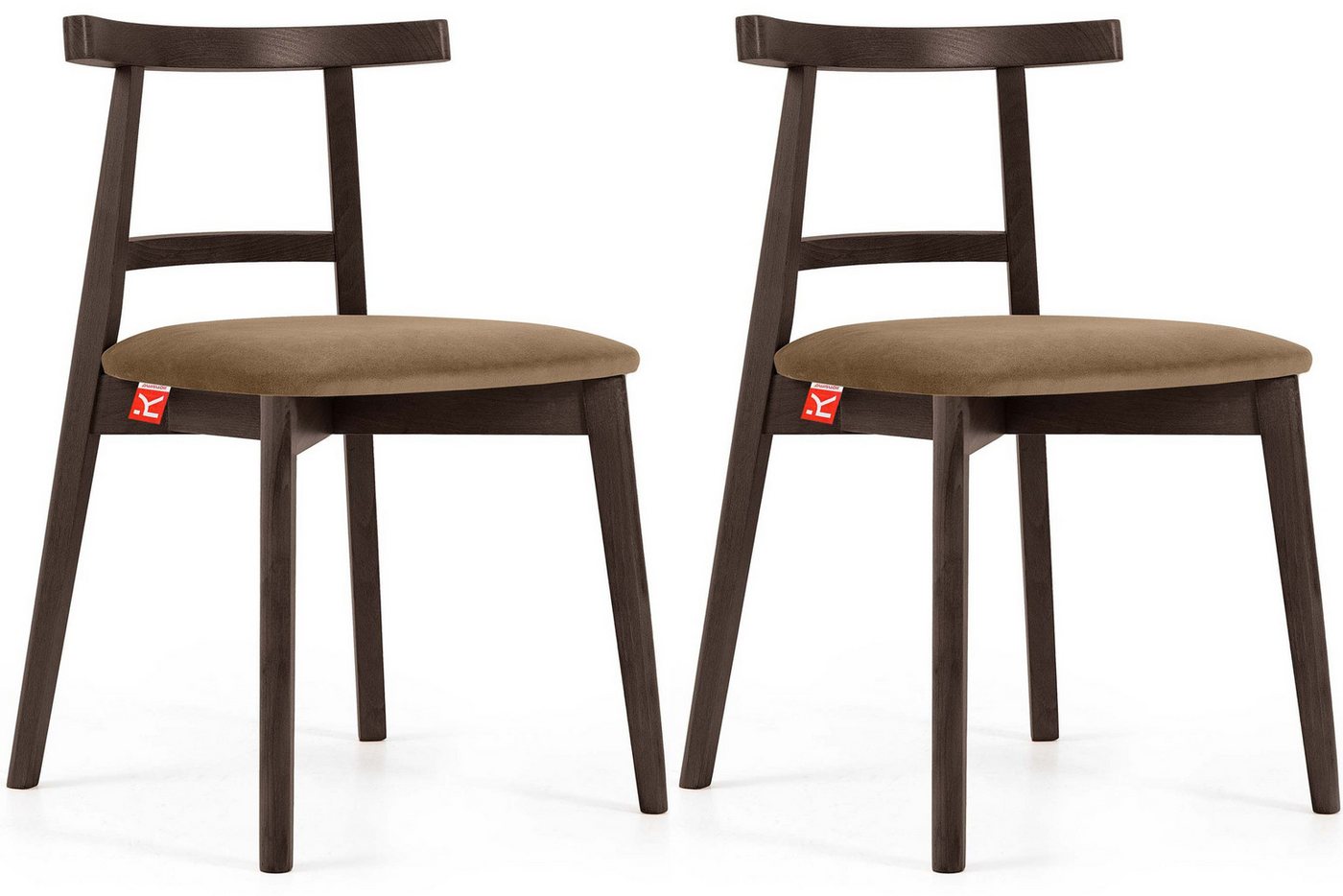 Konsimo Esszimmerstuhl Esstischstühle LILIO Holzstühle Polsterstühle 2 St, hergestellt in der EU, Buchenholzrahmen, Vintage, dunkle Walnuss von Konsimo
