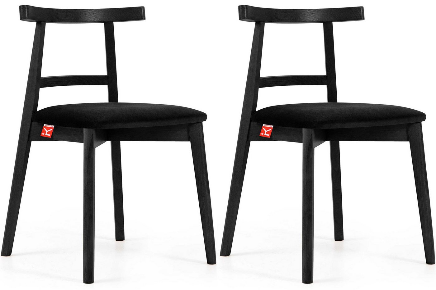 Konsimo Esszimmerstuhl Esstischstühle LILIO Holzstühle Polsterstühle 2 St, hergestellt in der EU, Buchenholzrahmen, schwarzer Rahmen, Vintage von Konsimo