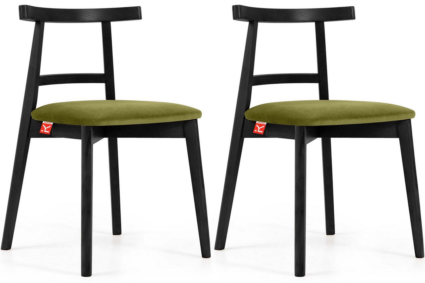 Konsimo Esszimmerstuhl Esstischstühle LILIO Holzstühle Polsterstühle 2 St, hergestellt in der EU, Buchenholzrahmen, schwarzer Rahmen, Vintage von Konsimo