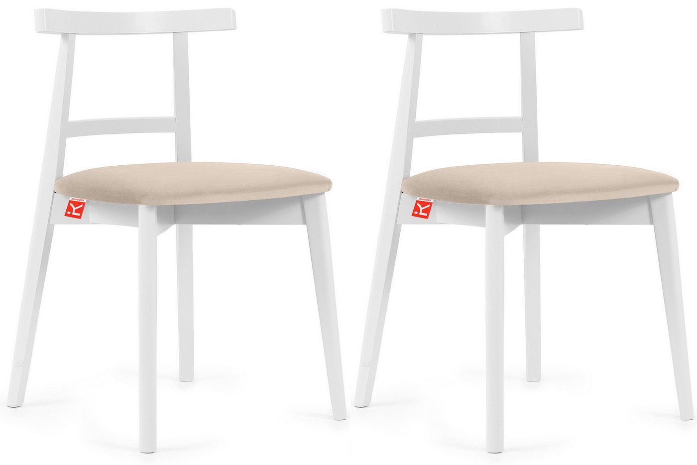 Konsimo Esszimmerstuhl Esstischstühle LILIO Holzstühle Polsterstühle 2 St, hergestellt in der EU, Buchenholzrahmen, weiße Rahmenfarbe, Vintage von Konsimo
