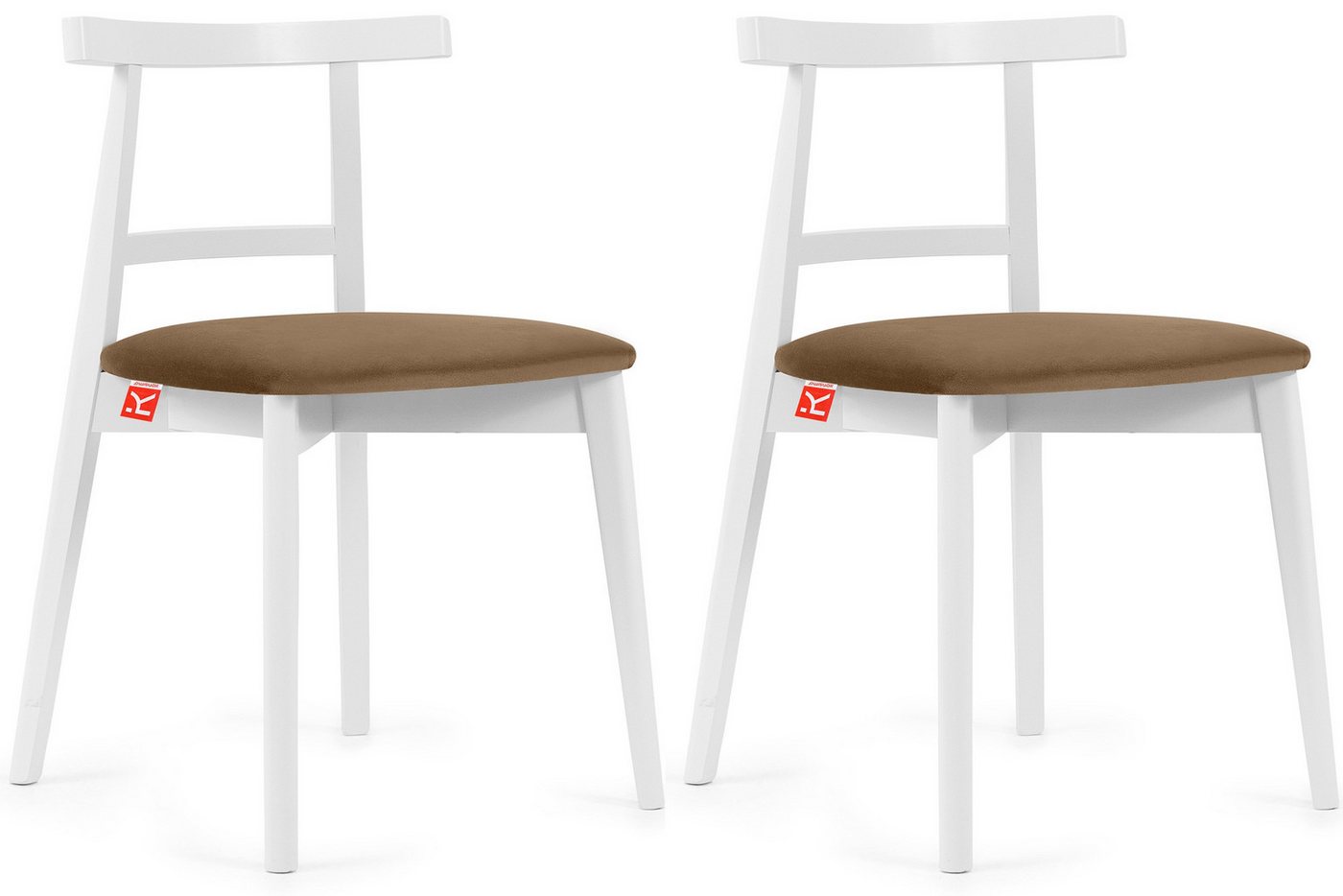Konsimo Holzstuhl Esstischstühle LILIO Holzstühle, Polsterstühle 2 St., hergestellt in der EU, Buchenholzrahmen, weiße Rahmenfarbe, Vintage von Konsimo