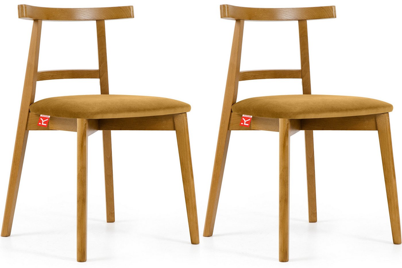 Konsimo Holzstuhl Esstischstühle LILIO, Holzstühle, Polsterstühle 2 St., hergestellt in der EU, Vintage-Stil, Buchenholzrahmen, Farbe Eiche hell von Konsimo