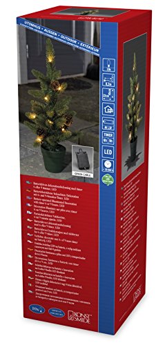 Konstsmide 3780-100 LED Weihnachtsbaum mit Tannenzapfen und Topf / für Außen (IP44) / Batteriebetrieben: 4xAA 1.5V (exkl.) / mit 6h und 9h Timer / 10 warm weiße Dioden / grünes Kabel, 45 cm von Konstsmide