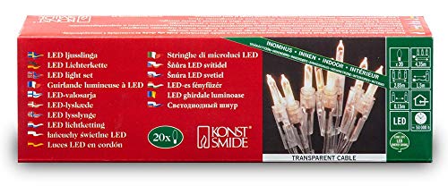 Konstsmide 6301-103 LED Minilichterkette / für Innen (IP20) 230V Innen / 20 warm weiße Dioden / transparentes Kabel von Konstsmide