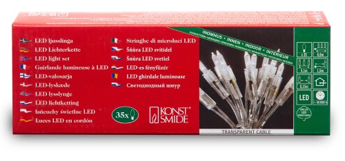 Konstsmide 6302-203 LED Minilichterkette / für Innen (IP20) / 230 V Innen / 35 kalt weiße Dioden / transparentes Kabel von Konstsmide