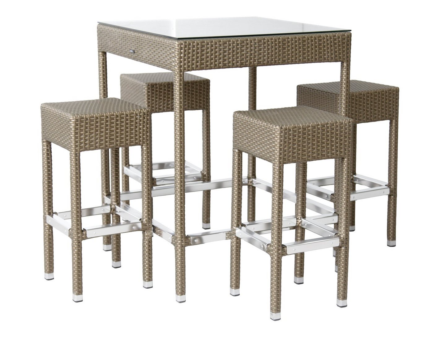 Konway Garten-Essgruppe, KONWAY® SMALL Polyrattan Bar Set Möbel mokka Stehtisch Barhocker Tisch von Konway