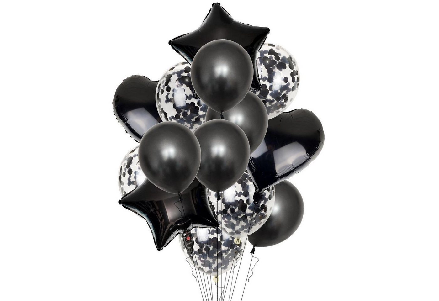 Kopper-24 Folienballon Luftballon Folienballon Set 14 tlg, Herzen, Sterne, Konfetti Luftballo von Kopper-24